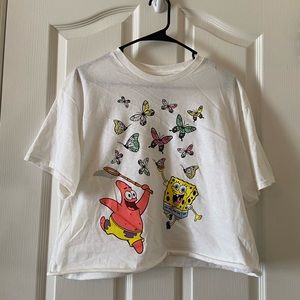 White Spongebob SquarePants Cropped T-Shirt